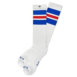 Spirit of 76 Herren & Damen Sport Retro Skater Socken Hoch Baumwolle Tubesocks 35 36 37 38 Weiß - Blau - Rot Hi (S) von Spirit of 76