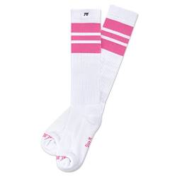 Spirit of 76 Herren & Damen Sport Retro Skater Socken Hoch Baumwolle Tubesocks 35 36 37 38 Weiß - Pink Hi (S) von Spirit of 76