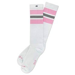 Spirit of 76 Herren & Damen Sport Retro Skater Socken Hoch Baumwolle Tubesocks 39 40 41 42 Weiß - Pink - Grau Hi (M) von Spirit of 76