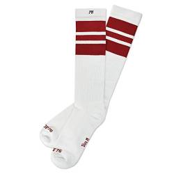 Spirit of 76 Herren & Damen Sport Retro Skater Socken Hoch Baumwolle Tubesocks Lang 47 48 49 50 Weiß - Rot Hi (XL) von Spirit of 76