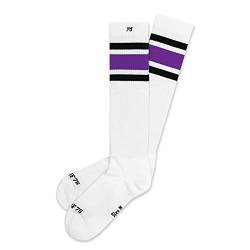 Spirit of 76 Herren & Damen Sport Retro Skatersocks Hoch Baumwolle 43 44 45 46 Weiß - Schwarz - Lila Deep Purple Hi (L) von Spirit of 76