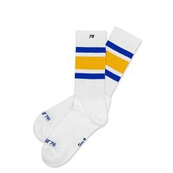 Spirit of 76 Herren & Damen Sport Retro Skatersocks Socken Baumwolle 35 36 37 38 Weiß - Blau - Gelb Golden State Lo (S) von Spirit of 76