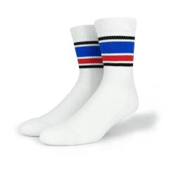 Spirit of 76 Herren & Damen Sport Retro Tennissocken Bio Baumwolle Halblang 43 44 45 46 Weiß - Schwarz - Blau - Rot (L) von Spirit of 76