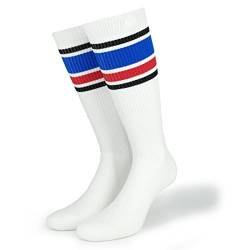 Spirit of 76 Herren & Damen Sport Retro Tennissocken Bio Baumwolle Kniehoch 43 44 45 46 Weiß - Schwarz - Blau - Rot (L) von Spirit of 76