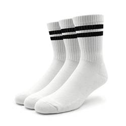 Spirit of 76 Retro Tennissocken (3x Paar) Herren & Damen Sportsocken 35 36 37 38 Weiß/Schwarze Streifen Made in Germany von Spirit of 76