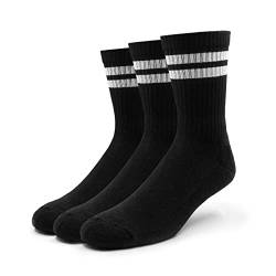 Spirit of 76 Retro Tennissocken (3x Paar) Herren & Damen Sportsocken 43 44 45 46 Schwarz/Weiße Streifen Made in Germany von Spirit of 76