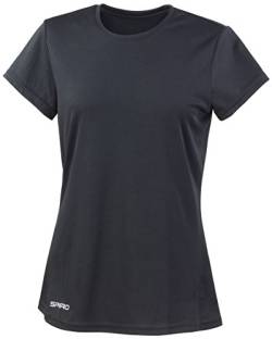 Spiro Damen S/kurzärmeliges T-Shirt, schnelltrocknend Gr. S, Schwarz von Spiro