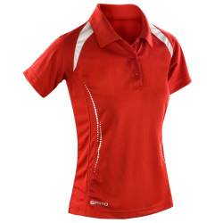 Spiro Damen Sport Polo Shirt Team Spirit Performance (Large) (Rot/WeiÃŸ) von Spiro