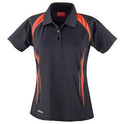 Spiro Damen Sport Polo Shirt Team Spirit Performance (Medium) (Schwarz/Rot) von Spiro