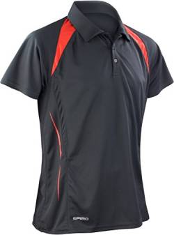 "Spiro "Herren "Result Cool-Dry Funktions-Poloshirt Team Spirit S177M Farbe schwarz /Red Größe S von Spiro