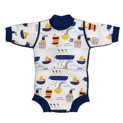 Splash About kleine Mädchen Happy Nappy Wetsuit Einteiliger Badeanzug, Tug Boats, 3-8 Monate von Splash About