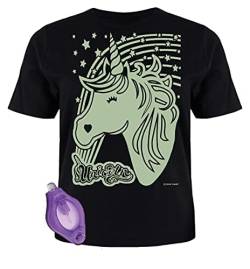 Splat Planet - Einhorn Zauber Kreativ Im Dunkeln Leuchten T-Shirt Mit Uv Glow Pen Taschenlampe Für Kinde (5-6 Years) von Splat Planet