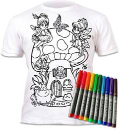 Splat Planet Feen Tinkerbell Prinzessin Magisches T-Shirt Zum Ausmalen Mit 10 Ungiftigen, Waschbaren Zauberstiften – Färben Sie Ihr T-Shirt, Färben Und Waschen Sie Es Weg Und Wieder EIN (5-6 Years) von Splat Planet