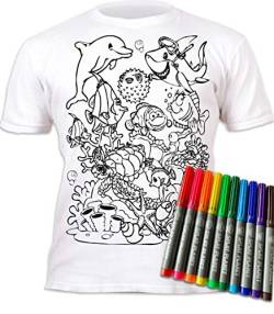 Splat Planet Fische Leben Im Meer T-Shirt Magisches T-Shirt Zum Ausmalen Mit 10 Ungiftigen, Waschbaren Zauberstiften – Färben Sie Ihr T-Shirt, Waschen Sie Es Ab Und Färben Sie Erneut (9-11 Years) von Splat Planet