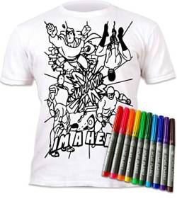 Splat Planet Hero T-Shirt Magisches T-Shirt Zum Ausmalen Mit 10 Ungiftigen, Waschbaren Zauberstiften – Färben Sie Ihr T-Shirt, Färben Und Waschen Sie Es Ab Und Färben Sie Es Neu (9-11 Years) von Splat Planet