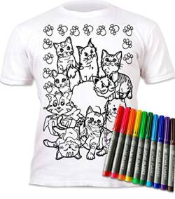 Splat Planet Katze Haustier T-Shirt Magisches T-Shirt Zum Ausmalen Mit 10 Ungiftigen, Waschbaren Zauberstiften – Färben Sie Ihr T-Shirt, Färben Und Waschen Sie Es Weg Und Wieder EIN (5-6 Years) von Splat Planet