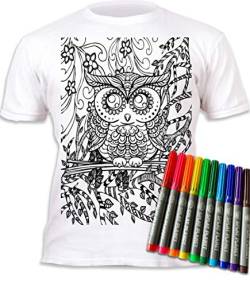 Splat Planet Owl T-Shirt Malvorlagen Mit 10 Ungiftigen, Waschbaren Zauberstiften – Färben Sie Ihr Eigenes T-Shirt, Färben Und Auswaschen Und Wieder Färben Kindergeburtstag (7-8 Years) von Splat Planet