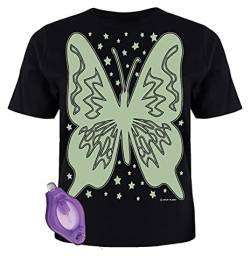 Splat Planet - Schmetterling T-rex Zauber Kreativ Im Dunkeln Leuchten T-Shirt Mit Uv Glow Pen Taschenlampe Für Kinde (7-8 Years) von Splat Planet