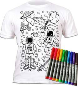 Splat Planet Weltraum Astronaut Und Rakete T-Shirt Malvorlagen Mit 10 Ungiftigen, Waschbaren Zauberstiften – Färben Sie Ihr Eigenes T-Shirt, Färben Und Auswaschen Und Erneut Färben (3-4 Years) von Splat Planet