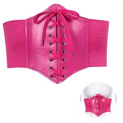 Spldsun Korsett Damen, Corset Belt, Waist Korsett Gürtel Retrof, Schnürkorsett Damen, Leder, Verstellbar, für Damen, Mädchen, Halloween, Rollenspiel (Rosa) von Spldsun