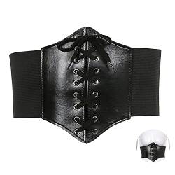 Spldsun Korsett Damen, Corset Belt, Waist Korsett Gürtel Retrof, Schnürkorsett Damen, Leder, Verstellbar, für Damen, Mädchen, Halloween, Rollenspiel (Schwarz) von Spldsun