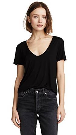 Splendid Damen U-Ausschnitt Kurzarm T-Shirt Hemd, Schwarz, Mittel von Splendid