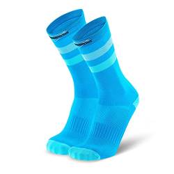 Splends Laufsocken Basic Stripes Blau Kinder, Mädchen & Jungen - lange blaue Socken für Frauen oder Damen - ideale bunte Sportsocken als Geschenk für Weihnachten - 35-38 (36) von Splends