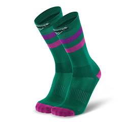 Splends Laufsocken Basic Stripes Grün Kinder, Mädchen & Jungen - lange blaue Socken für Frauen oder Damen - ideale bunte Sportsocken als Geschenk für Weihnachten - 35-38 (36) von Splends