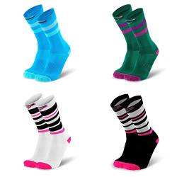 Splends Laufsocken Bundle 4er Damen & Herren - lange bunte Laufen Triathlon Rennrad Socken (45-47) von Splends