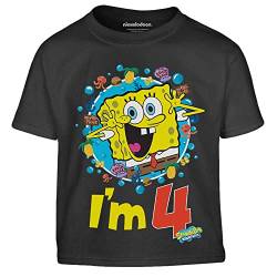 SpongeBob Jungen Tshirt I'm 4 Squarepants Ich Bin 4 Kinder T-Shirt Junge 116 Schwarz von SpongeBob
