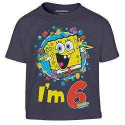 SpongeBob Jungen Tshirt I'm 6 Squarepants Ich Bin 6 Kinder T-Shirt Junge 116 Marineblau von SpongeBob