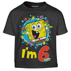 SpongeBob Jungen Tshirt I'm 6 Squarepants Ich Bin 6 Kinder T-Shirt Junge 128 Schwarz von SpongeBob