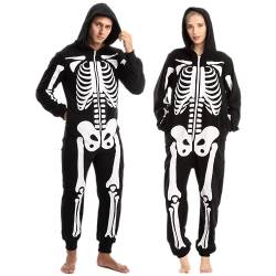 Spooktacular Creations Halloween Skelett Unisex Jumpsuit Pyjama für Erwachsene, Halloween Tier Plüsch Einteile Jumpsuit Schlafanzug Kostuem Cosplay von Spooktacular Creations