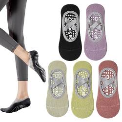 Sporgo 5 Paar Yoga Socken: Stoppersocken Damen Rutschfeste Socken, Pilates Socken Bunte Socken Damen, Sneaker Socken für Yoga, Pilates, Heimübungen und Krankenhaussocken(35-41) von Sporgo