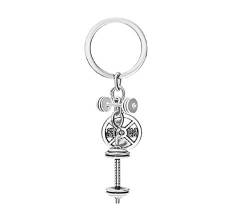 Sportigo ® Hantel Set Schlüsselanhänger in der Farbe Silber/Gewichtheben Dumbbell Hanteln Fitness Training Geschenk Geschenkidee von Sportigo