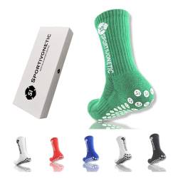 Sportivonetic® Premium Fußball Socken mit Grip und Anti-Rutsch Noppen für Herren & Damen Kinder - in Einheitsgröße 37-48- Fussball SI - atmungsaktiv (Grün) von Sportivonetic