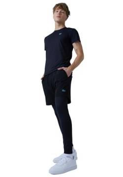 Sportkind Jungen & Herren 2-in-1 Shorts mit Leggings, Laufhose mit Taschen, atmungsaktiv, UV-Schutz, schwarz, Gr. L von Sportkind