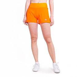 Sportkind Mädchen & Damen 2-in-1 Tennis Shorts mit Ballhalter, Innenhose & Taschen, atmungsaktiv, orange, Gr. XXL von Sportkind
