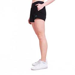Sportkind Mädchen & Damen 2-in-1 Tennis Shorts mit Ballhalter, Innenhose & Taschen, atmungsaktiv, schwarz, Gr. L von Sportkind