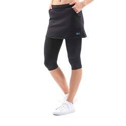 Sportkind Mädchen & Damen 2-in-1 Tennisrock mit Taschen & 3/4 Capri Leggings, Laufrock, Yogahose mit Rock, Sport Skapri, schwarz, Gr. 152 von Sportkind