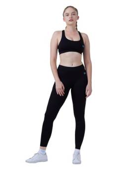 Sportkind Mädchen & Damen Fitness, Sport 7/8 Lange Leggings, Yogahose, Mid Waist, Blickdicht, atmungsaktiv, schwarz, Gr. 134 von Sportkind