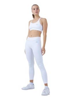 Sportkind Mädchen & Damen Fitness, Sport 7/8 Lange Leggings, Yogahose, Mid Waist, Blickdicht, atmungsaktiv, weiß, Gr. S von Sportkind