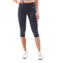 Sportkind Mädchen & Damen Fitness, Yoga, Sport 3/4 Capri Leggings, Mid Waist, Blickdicht, atmungsaktiv, Navy blau, Gr. 152 von Sportkind