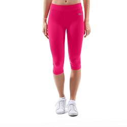 Sportkind Mädchen & Damen Fitness, Yoga, Sport 3/4 Capri Leggings, Mid Waist, Blickdicht, atmungsaktiv, pink, Gr. 134 von Sportkind