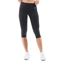 Sportkind Mädchen & Damen Fitness, Yoga, Sport 3/4 Capri Leggings, Mid Waist, Blickdicht, atmungsaktiv, schwarz, Gr. 116 von Sportkind