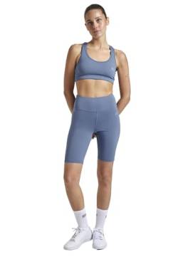 Sportkind Mädchen & Damen Kurze Sport Leggings, High Waist Yoga Shorts, Blickdicht, atmungsaktiv, grau blau, Gr. 164 von Sportkind