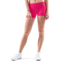 Sportkind Mädchen & Damen Kurze Sport Shorts, Turnhose, Gymnastikhose, Laufshorts, atmungsaktiv, pink, Gr. S von Sportkind