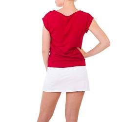 Sportkind Mädchen & Damen Tennis, Fitness, Sport T-Shirt Loose Fit, atmungsaktiv, UV-Schutz UPF 50+, Kurzarm, Bordeaux rot, Gr. 140 von Sportkind