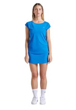Sportkind Mädchen & Damen Tennis, Fitness, Sport T-Shirt Loose Fit, atmungsaktiv, UV-Schutz UPF 50+, Kurzarm, Cyan blau, Gr. M von Sportkind