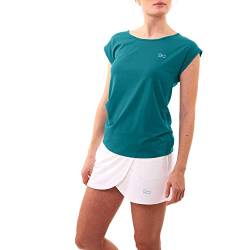 Sportkind Mädchen & Damen Tennis, Fitness, Sport T-Shirt Loose Fit, atmungsaktiv, UV-Schutz UPF 50+, Kurzarm, Petrol grün, Gr. 140 von Sportkind
